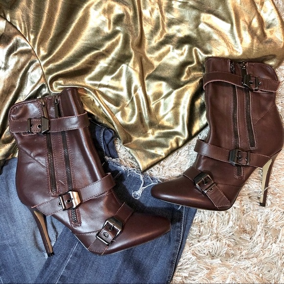 June by June Ambrose Ox Blood Moto Buckle Boots - Picture 1 of 7